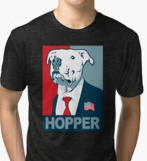 Feel The Hopper (Red White and Hopper) Smaller Print Tri-blend T-Shirt