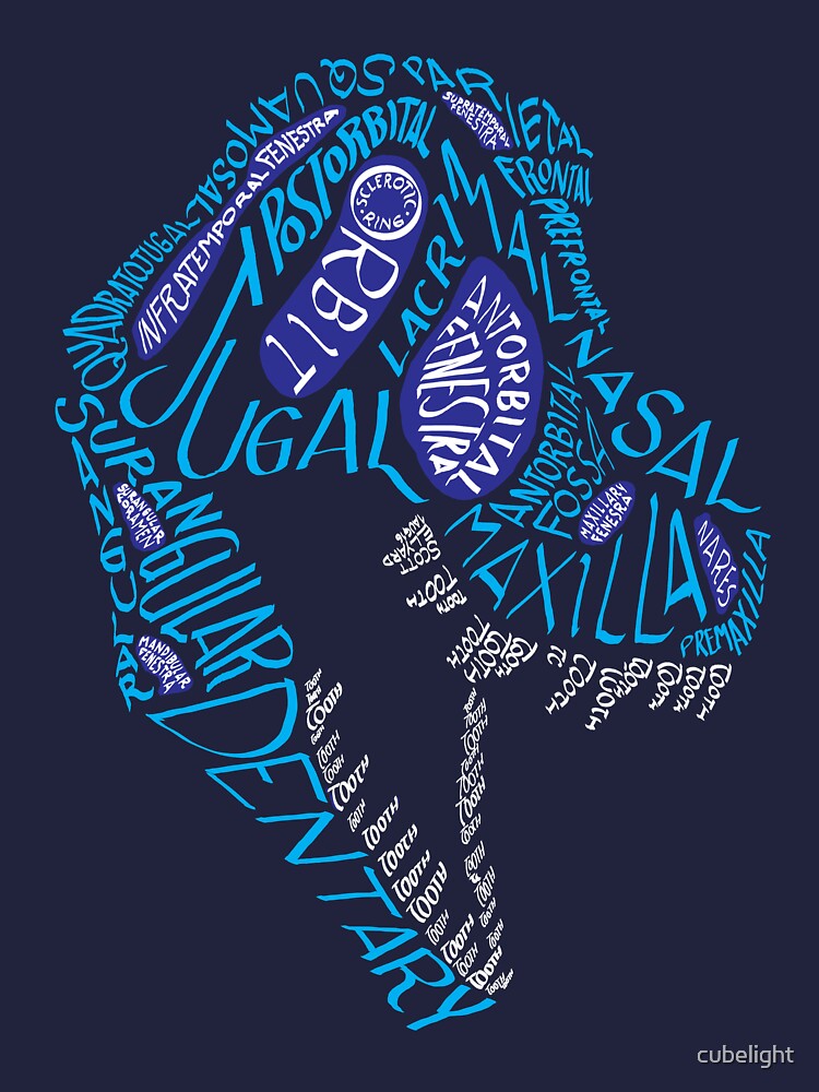 Color Calligram Tyrannosaur Skull by cubelight