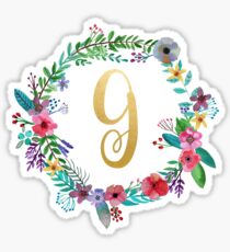 Floral Initial Wreath Monogram G Sticker