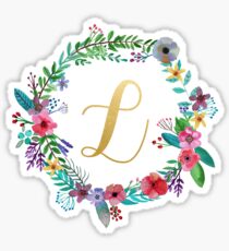 Floral Initial Wreath Monogram L Sticker