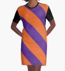 Clemson South Carolina Purple & Orange Team Color Stripes Graphic T-Shirt Dress