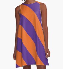 Clemson South Carolina Purple & Orange Team Color Stripes A-Line Dress
