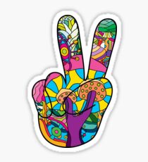 Magic mushroom pattern hippie victory hand Sticker