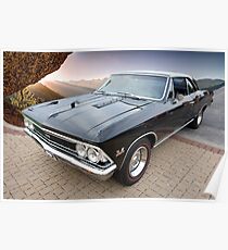 1966 Chevelle SS and Sierra Nevada Mountains Poster