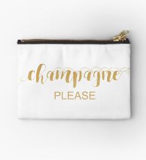 Champagne Please Typography In Gold Studio Pouch