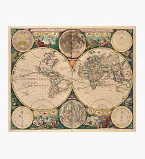 Vintage Map of The World (1672) 2 Photographic Print