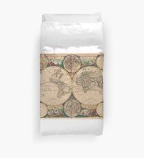 Vintage Map of The World (1672) 2 Duvet Cover