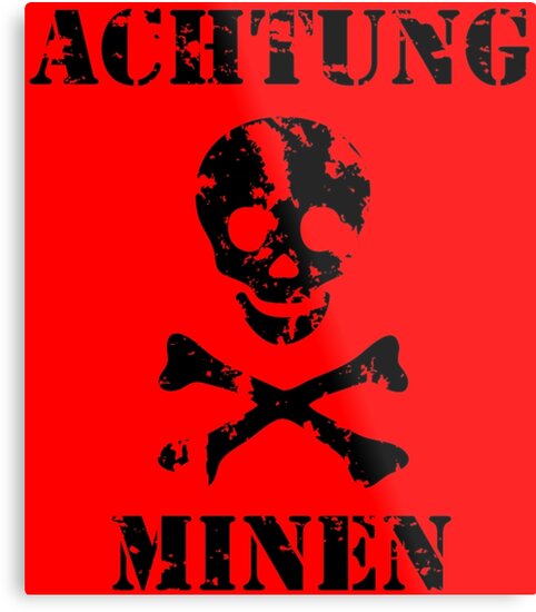 Vintage Style Achtung Minen Sign Achtung Minen Retro Style Sign Mine Field sign