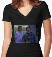 james franco and seth rogen 'freaks and geeks' t shirt Women's Fitted V-Neck T-Shirt