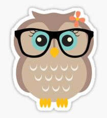 Cute Hipster Girl Owl Sticker