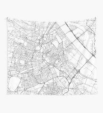 Vienna Map, Austria - Black and White Wall Tapestry