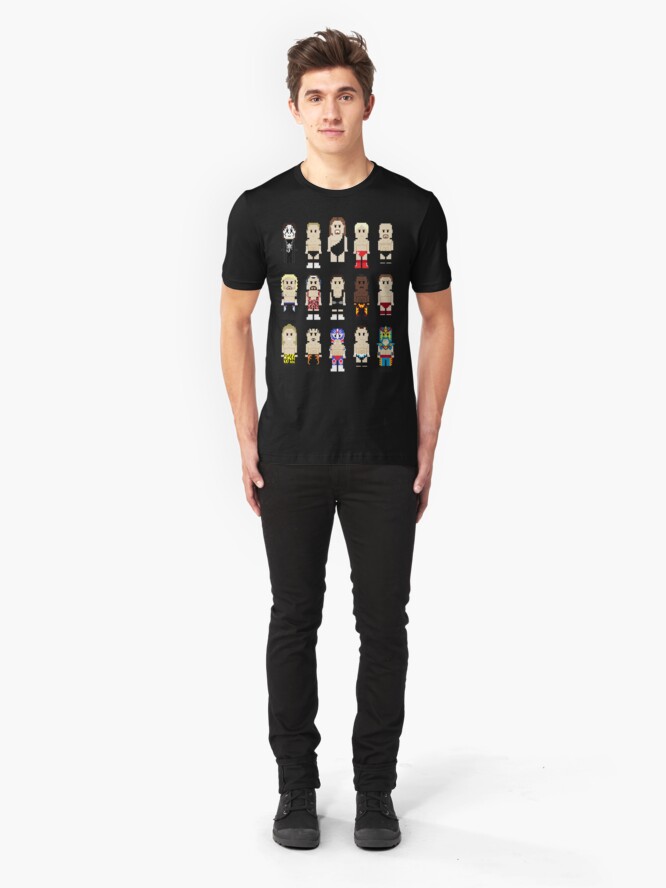 Alternate view of 8-Bit Wrestlers Down South Slim Fit T-Shirt