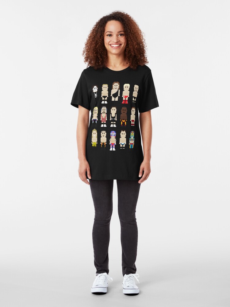 Alternate view of 8-Bit Wrestlers Down South Slim Fit T-Shirt