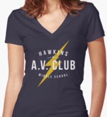 Hawkins A.V. Club (aged look) Women's Fitted V-Neck T-Shirt
