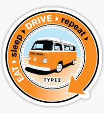 Eat Sleep Drive Repeat orange blue fan Sticker
