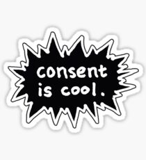 Consent is Cool Comic Flash Black Sticker