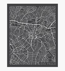Sao Paulo Map, Brazil - Gray Photographic Print