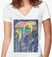 The evening, an allegory Women's Fitted V-Neck T-Shirt