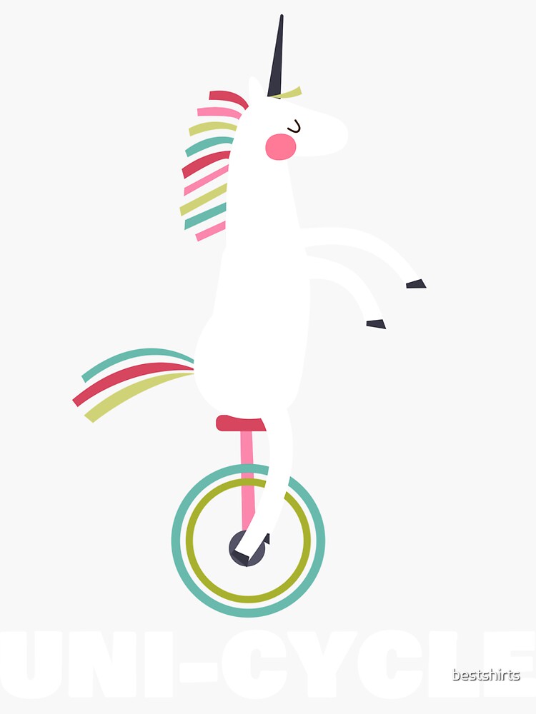 "Unicorn on Unicycle TShirt" Sticker by bestshirts Redbubble