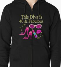 Sudadera con capucha y cremallera PRETTY PINK DISEÑO DE DIVA DE 40 AÑOS