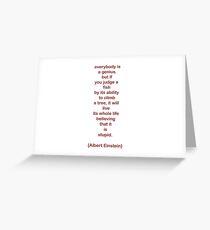 Tarjeta de felicitación todos son genios -Albert Einstein