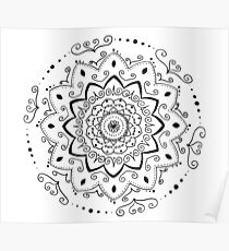 Simple black and white mandala Poster