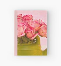 Pink Roses In Green Watering Can Hardcover Journal