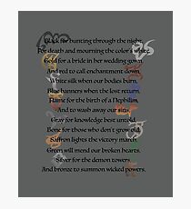 Shadowhunters Nursery Rhyme Photographic Print