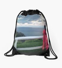 Staring out to Sea Drawstring Bag