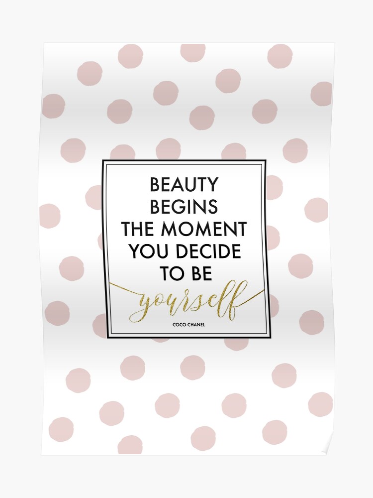 Schönheit Fängt An Coco Chanel Zitat Rosa Punkte Poster
