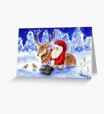 Santa and Reindeer Greeting Card
