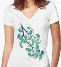 O Ginkgo (in Green) Women's Fitted V-Neck T-Shirt