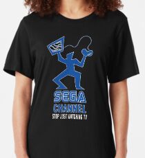 Sega Channel logo Stop Just Watching TV! Slim Fit T-Shirt