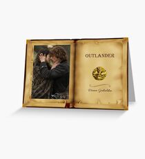 Outlander book with Jamie and Claire Greeting Card