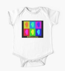 Colorful Illinois State Pop Art Map Short Sleeve Baby One-Piece
