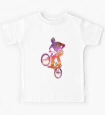 Man bmx acrobatic figure in watercolor Kids Tee