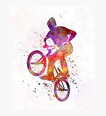 Man bmx acrobatic figure in watercolor Photographic Print