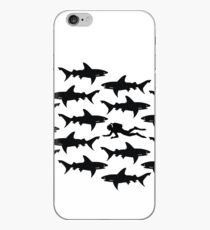 Diver in a School of Sharks iPhone Case