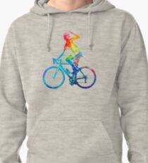 Woman triathlon cycling 03 Pullover Hoodie