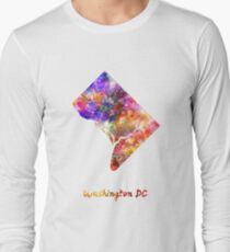 Washington DC US state in watercolor Long Sleeve T-Shirt
