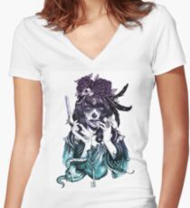 Dia de los Muertos - Ombre de nuit T-shirt col V femme