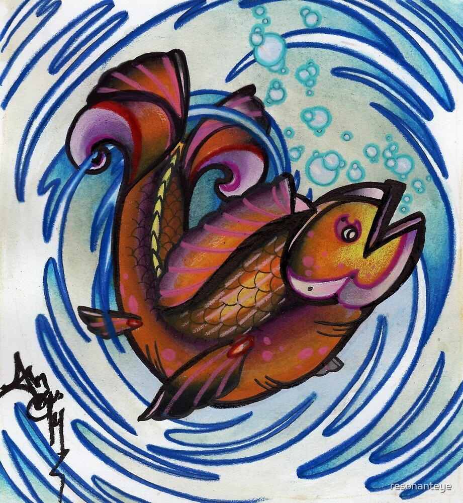 happy fish tattoo art by resonanteye