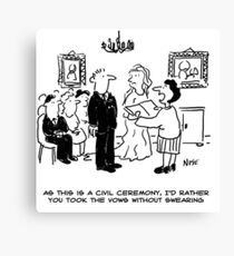 Civil wedding ceremony cartoon Canvas Print