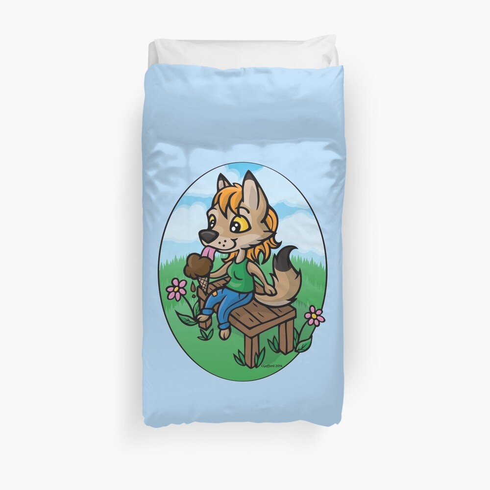 Summertime Treat - Coyote with Ice Cream Duvet Cover
