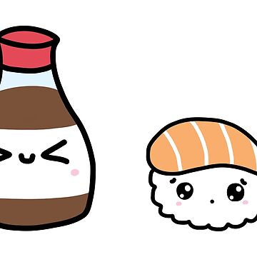 Kawaii Sushi Cannon Ball Japanese Soy Sauce Anime Foodie Raglan Baseball Tee