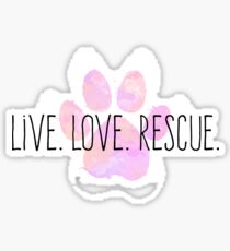 Live. Love. Rescue Pink Watercolor Paw Sticker