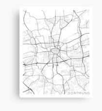 Dortmund Map, Germany - Black and White Canvas Print