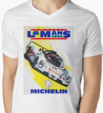 "LE MANS" Vintage Grand Prix Auto Racing Print Men's V-Neck T-Shirt
