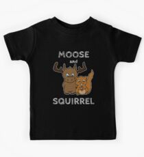 Moose and squirrel with text Kids Tee