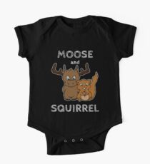 Moose and squirrel with text One Piece - Short Sleeve